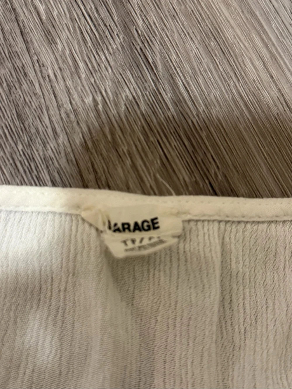 Garage Cream Cropped Tie-Front Peasant Top